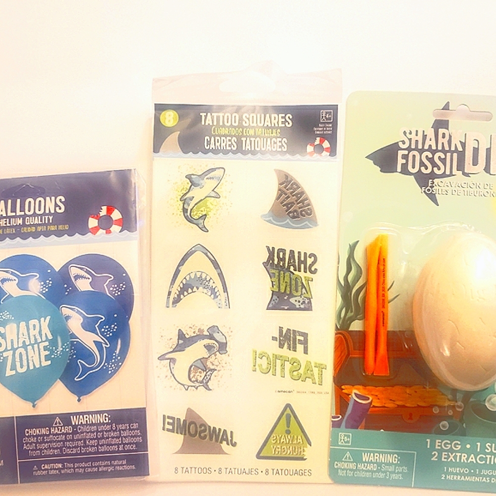 Shark Zone Fossil, Balloon, Tattoo Birthday Bundle